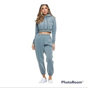 Siksilk Brushed Cropped Hoodie - Washed Grey